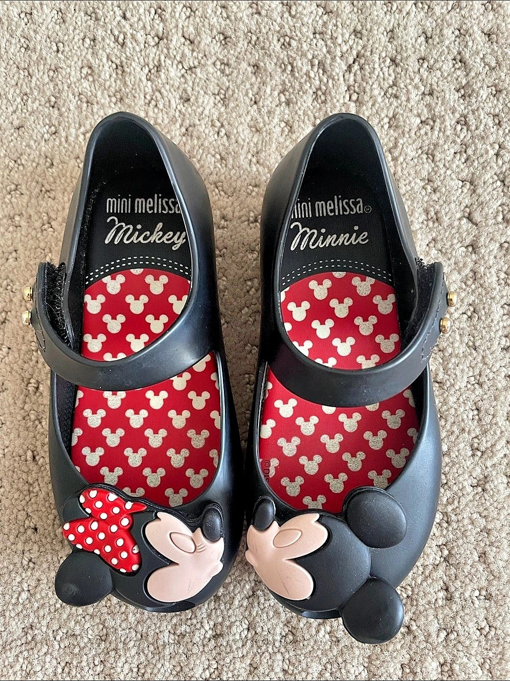 mini melissa ultra Disney BB Mickey & Minnie Kids Mary Jane Shoes Black size 8 t